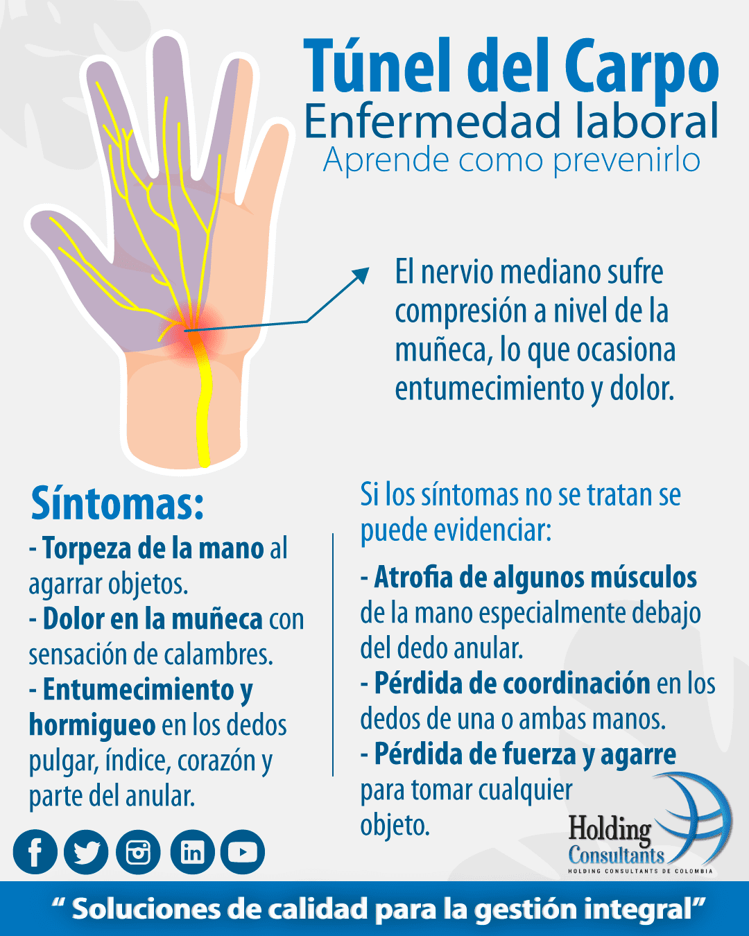 Infografía Túnel del carpo Holding Consultants de Colombia